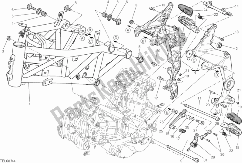 All parts for the Frame of the Ducati Multistrada 1200 ABS 2014